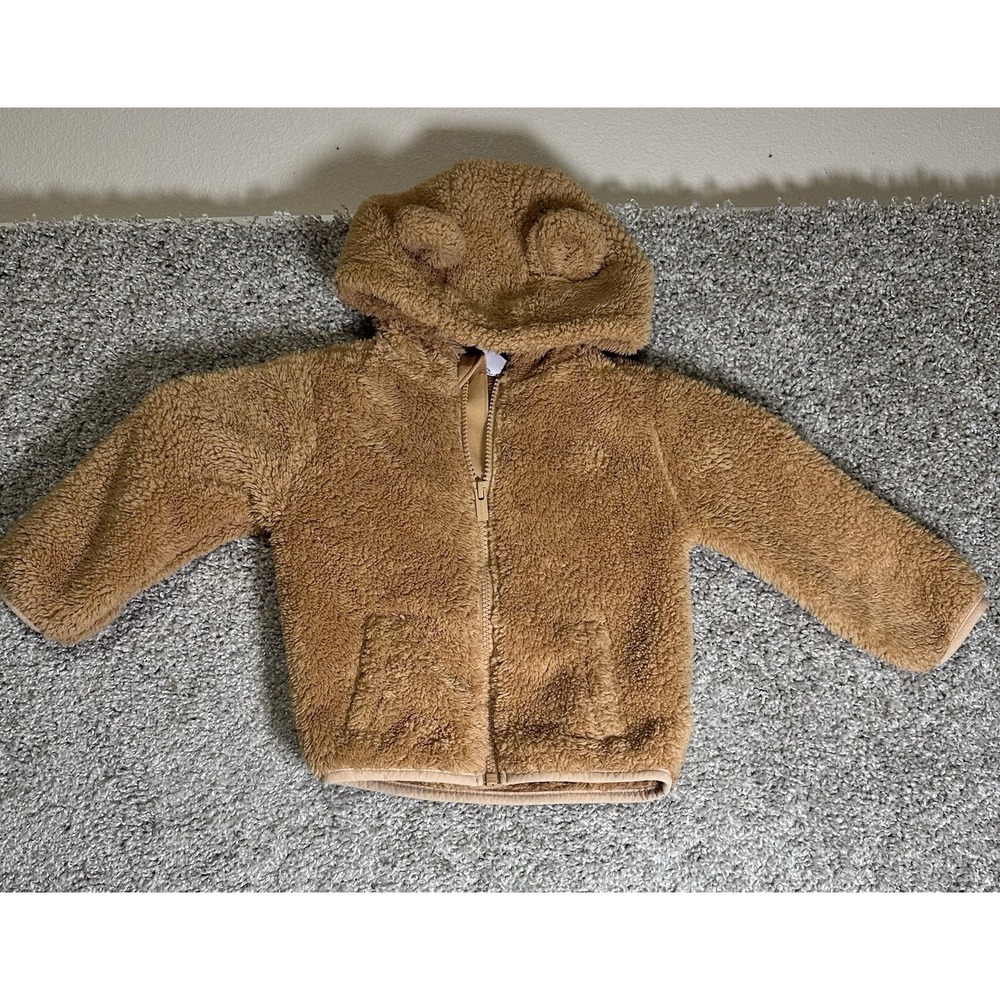 Old‎ Navy Baby Teddy Bear Sherpa Jacket Hoodie Ears 18-24M Brown